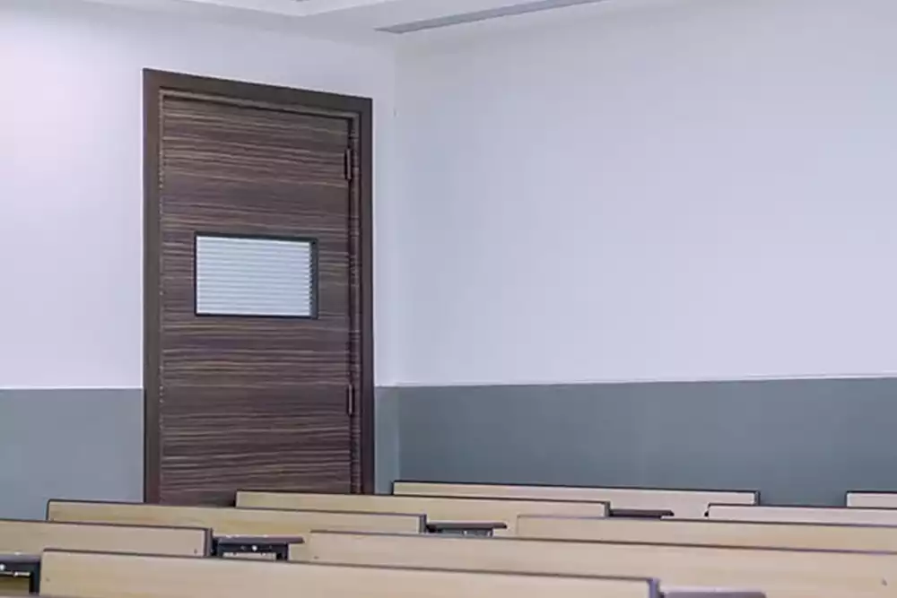 Door built with HDF board in classroom | Everest Industries