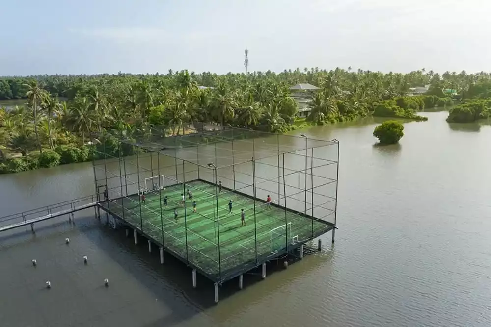 HDF board used for floating football ground built on water | Everest Industries