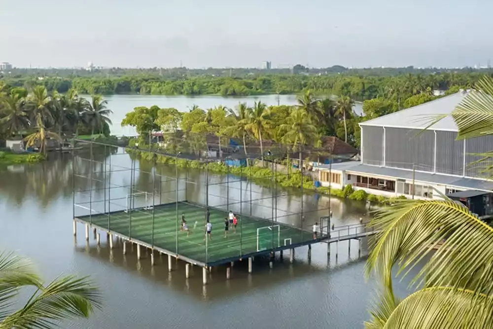 High density fibre board used for floating football ground | Everest Industries
